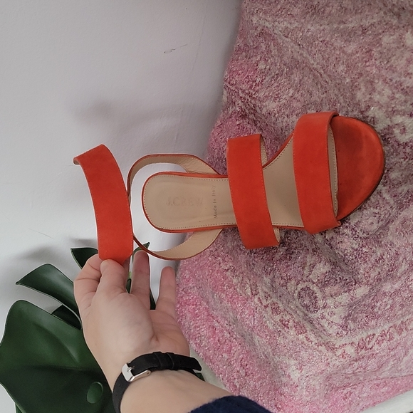 Vibrant Orangey Red J.Crew Ankle Strap Sandal - Picture 2 of 5